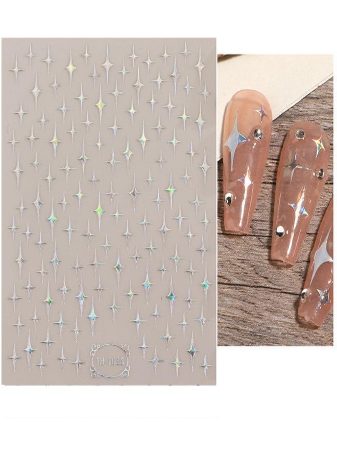 DUKASOU Aurora Star Nail Art Stickers Decals, 3 Designs Pegatinas Uñas Glitter Holographic Star Self-Adhesive Nail Art Design Decoration Accessories for DIY Decoration Stencil Tools - Image 1